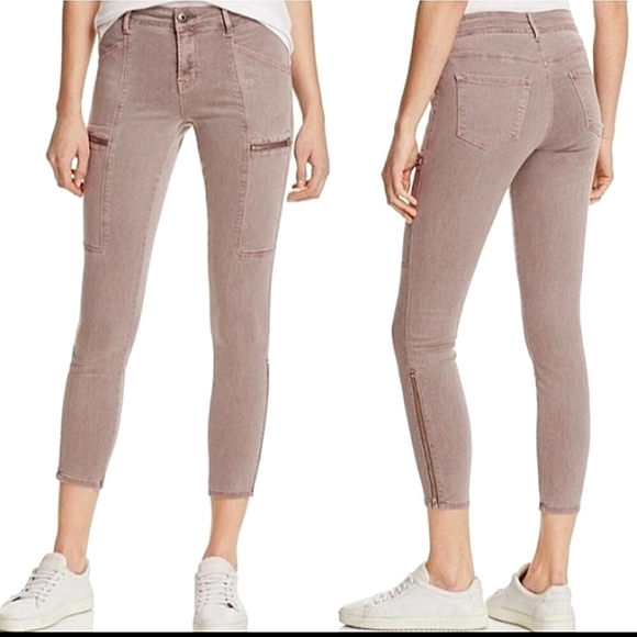 Pistola Topanga Cargo Jeans in Woodrose Zipper Ankles High Rise Stretch Cropped - Picture 1 of 12